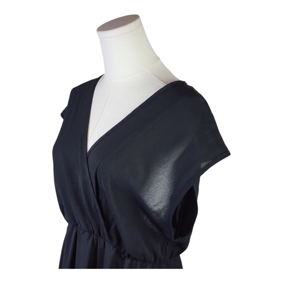 Colorblock Tiered Maxi Dress Black White Green V-Neck Sleeveless Size Large - Picture 2 of 7